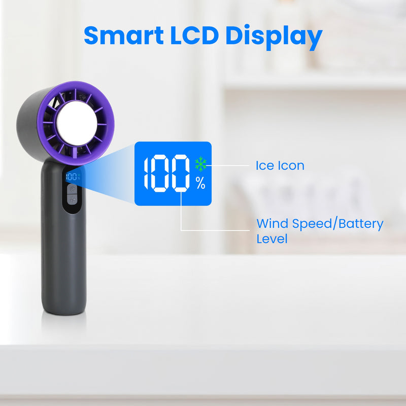 100-Speed Portable Fan – Ice Cooler with LCD Display