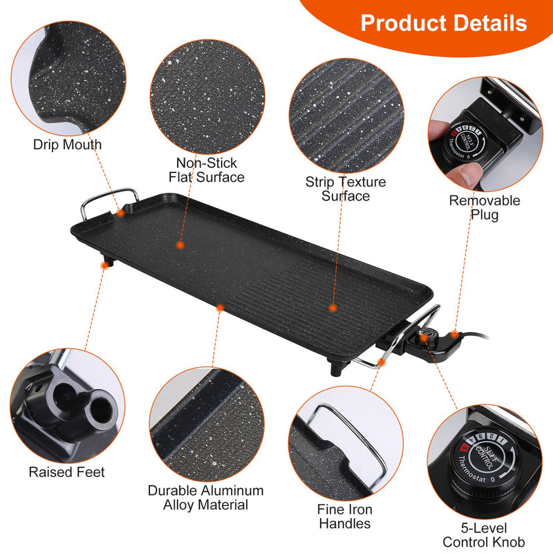 Portable Electric Grill – 1500W with 5 Temperature Settings