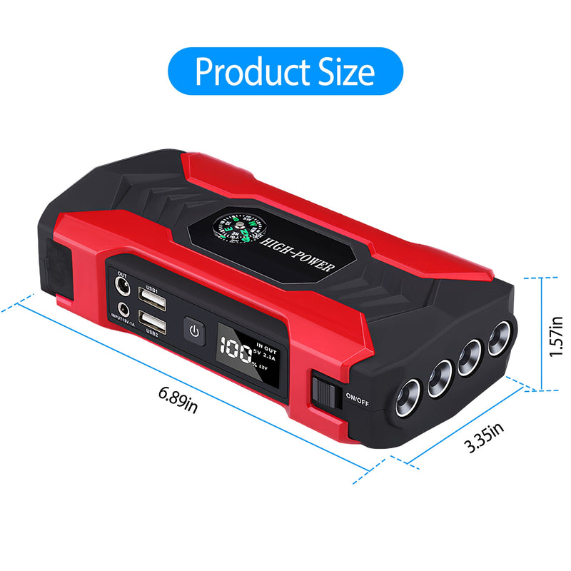 12V Car Battery Charger - 28000mAh with 4-Mode LED Flashlight