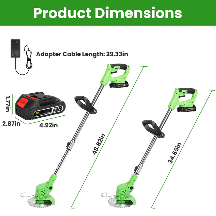 Cordless Electric Lawn Mower – 300W with Batteries and Blades