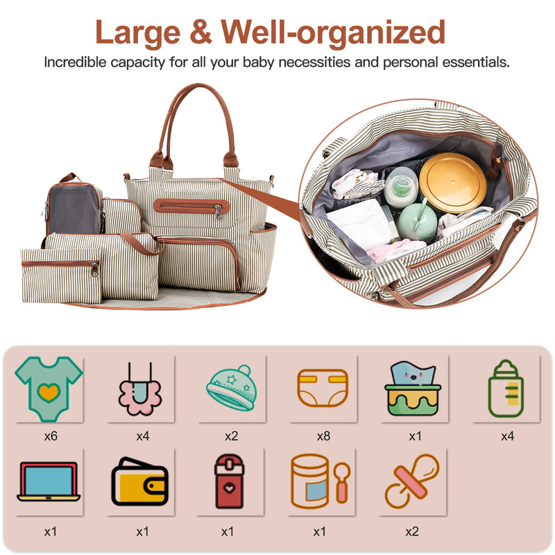 8-Piece Diaper Bag Set – Practical and Spacious for Babies