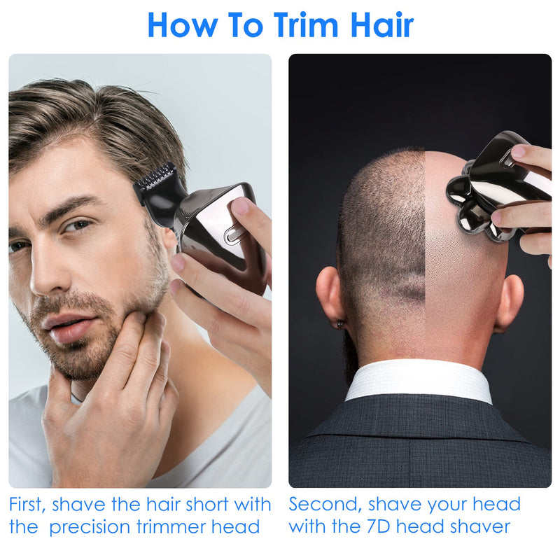 7D Electric Shaver – 5-in-1 Kit with Trimmer, Facial Brush, and LED Display