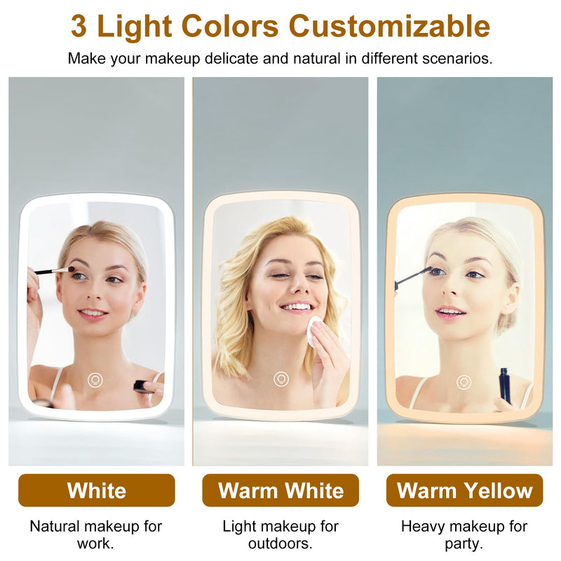 Compact Makeup Mirror – LED with Brightness Adjustment and 3 Lighting Modes