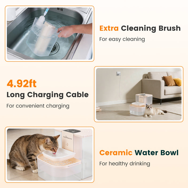 Automatic Pet Water Fountain – Dual Tank, 4.5L, Rechargeable and Smart