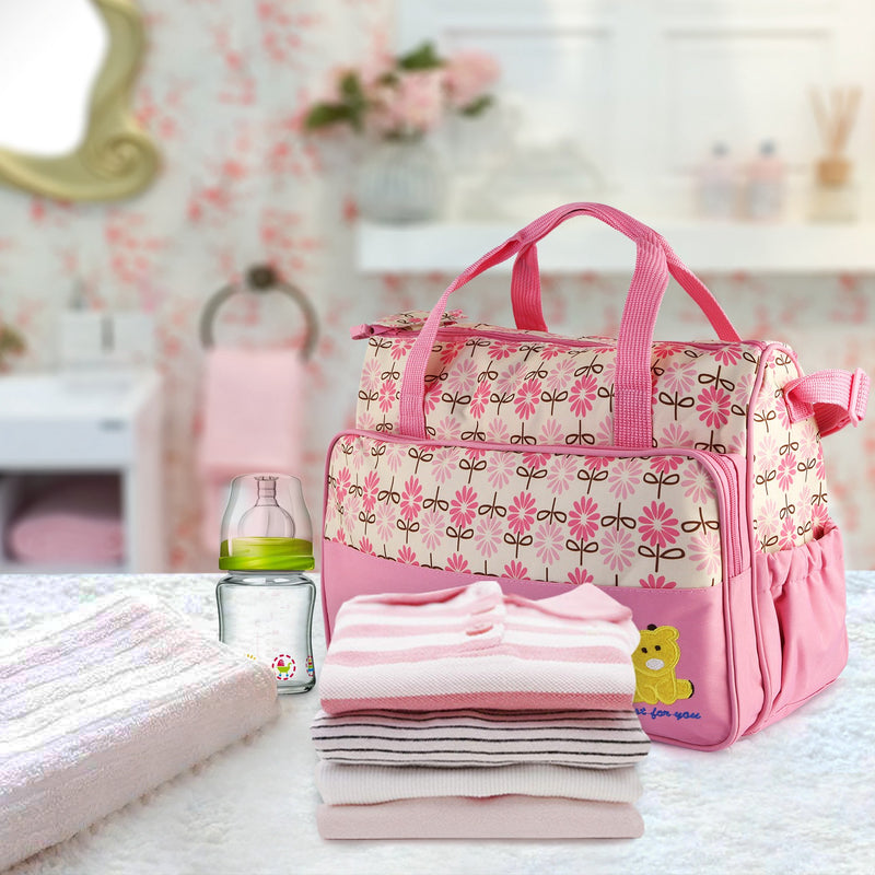 Multifunctional Diaper Bag – 5 Pieces with Changing Pad and Organizer Bags