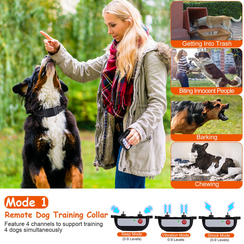 Wireless Dog Fence and Training Collar – 3 Modes, 9 Levels, Rechargeable and Waterproof
