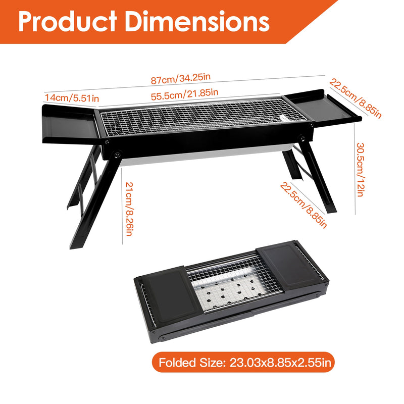 Portable Folding Charcoal Grill – Iron and Stainless Steel