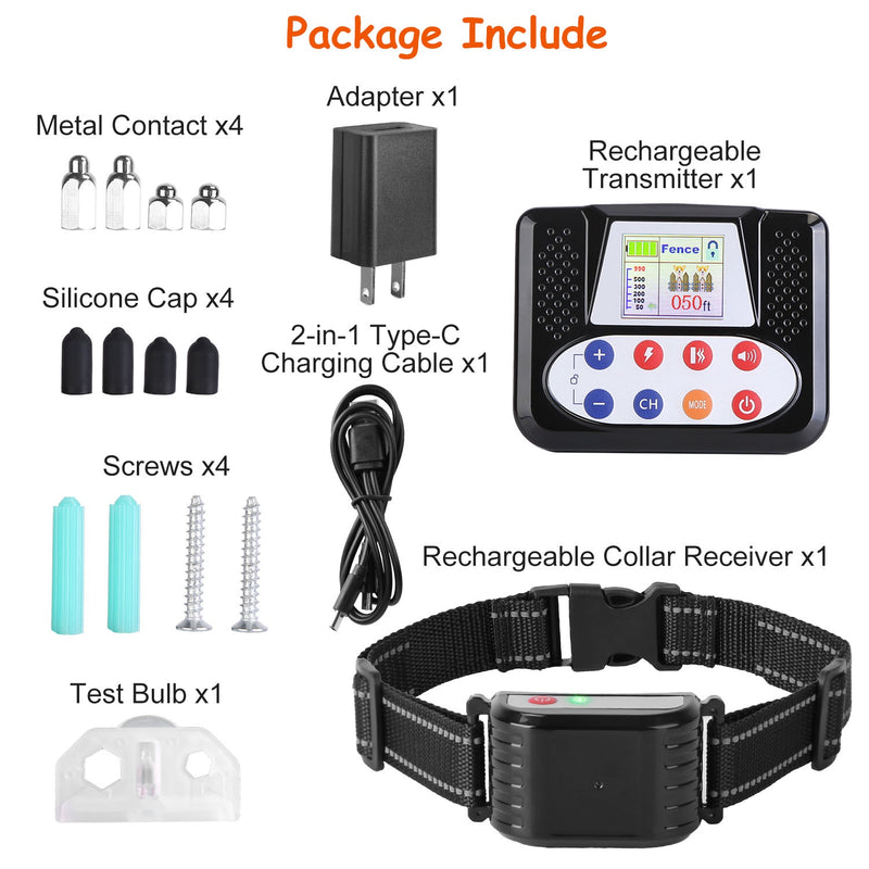 Wireless Dog Fence and Training Collar – 3 Modes, 9 Levels, Rechargeable and Waterproof