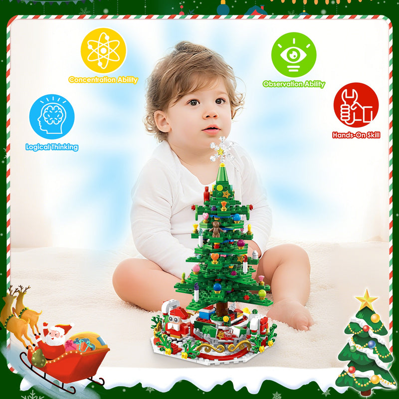 Christmas Tree Building Block Set with LED – 701 Pieces and 24-Day Calendar