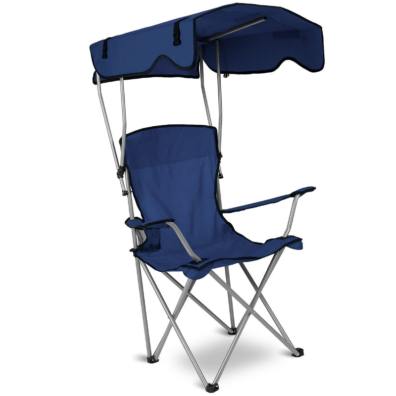 Folding Outdoor Chair with Canopy and Cup Holders