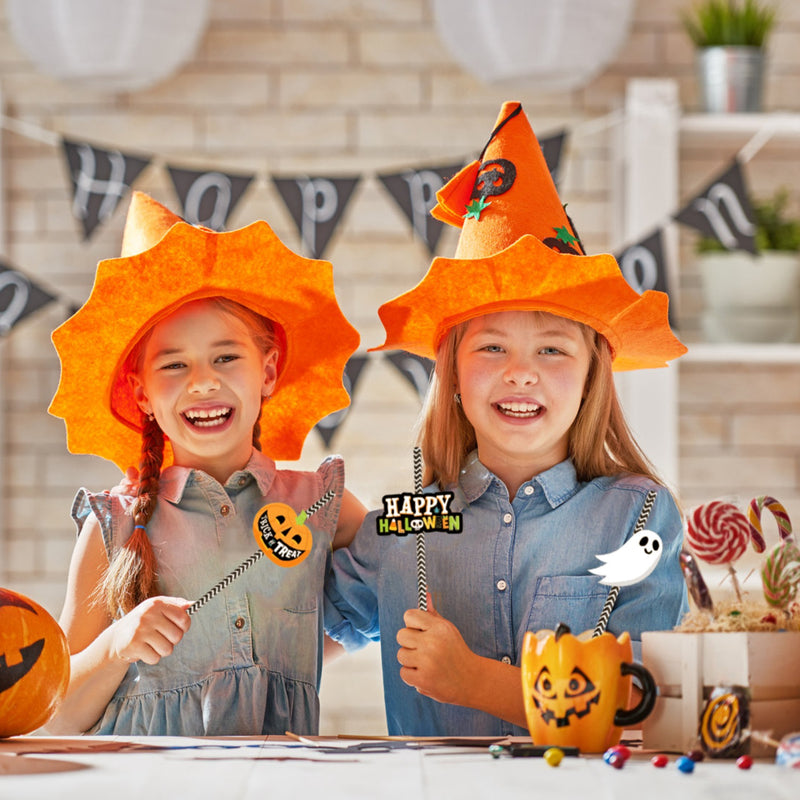 Halloween Decorative Straw Set – 25 Pieces with 24 Cards and Adhesives