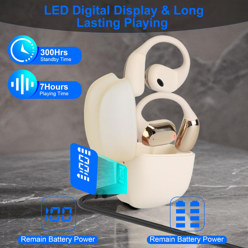 Open Ear Wireless Headphones with Charging Case and LED Display