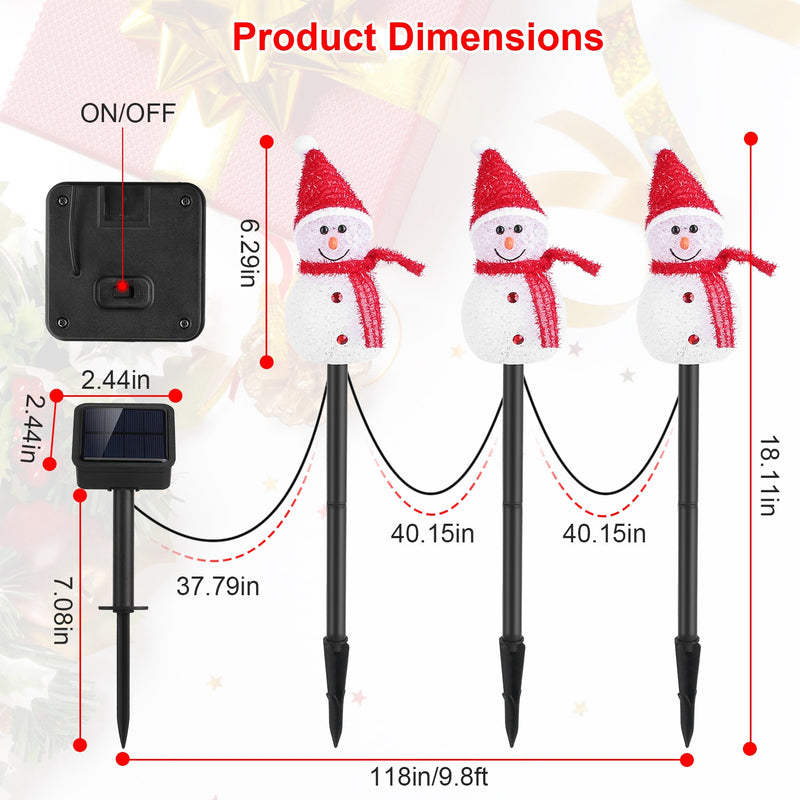 Solar Christmas Lights with Snowmen – IP55 Waterproof Outdoor Decoration