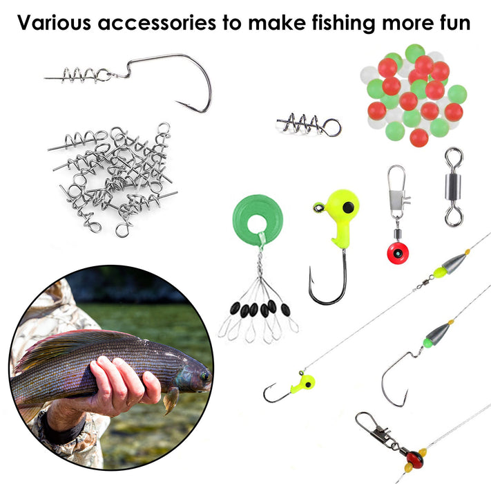 Complete Fishing Accessories Set – 188 Pieces with Storage Box