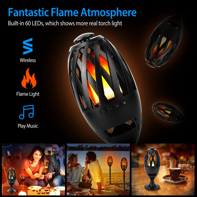 LED Flame Effect Speaker – 5W Stereo Sound, IPX5, Portable