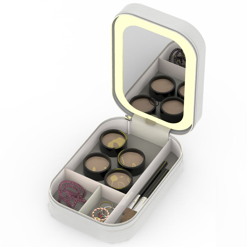 Travel Cosmetic Bag with LED Mirror and Dimmable Light