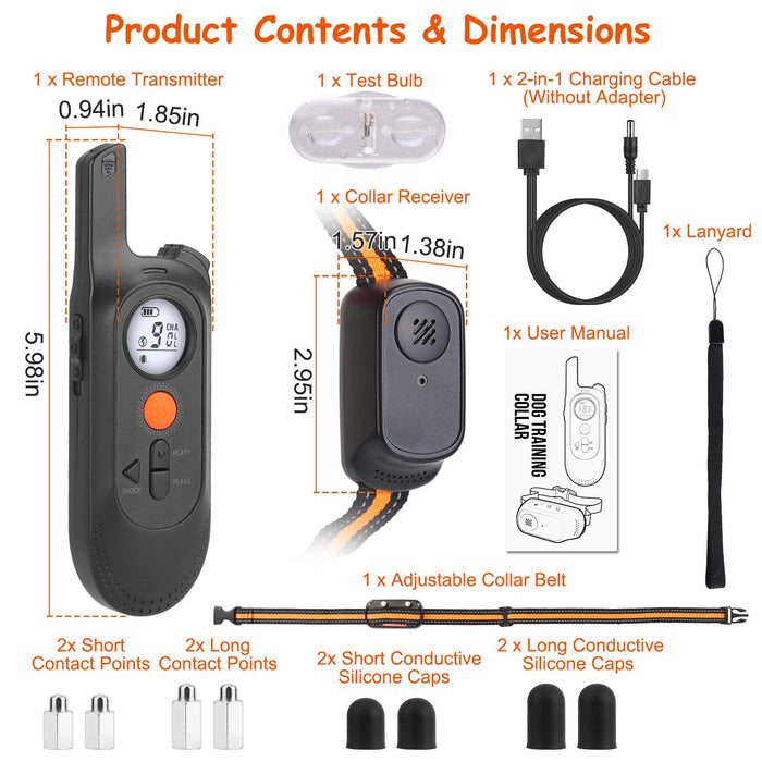 Dog Training Collar – 3 Modes, 9 Levels, Recording, and 300m Range