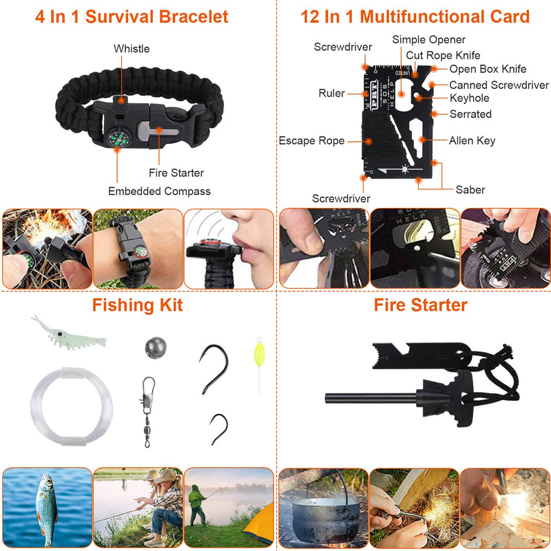 Professional 125-Piece Survival Kit - Emergency and First Aid
