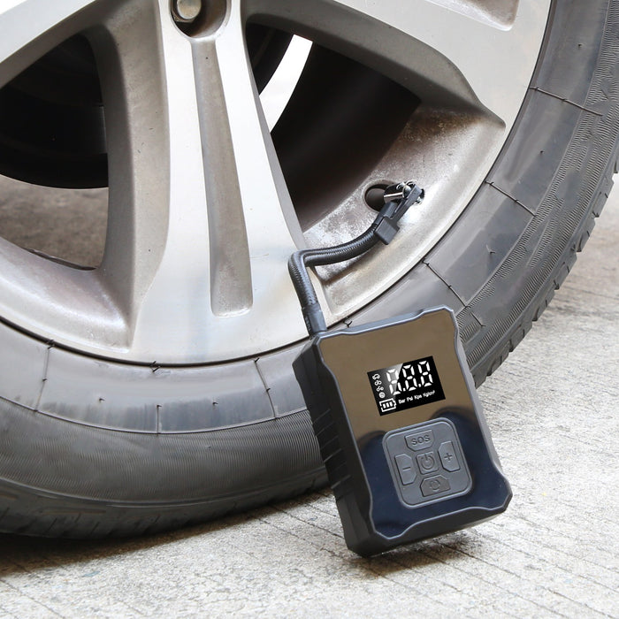 Digital Air Compressor 150PSI – Cordless Inflator with LED Light and Emergency Battery