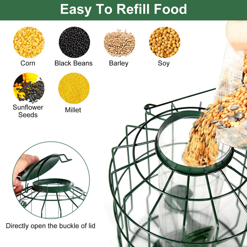 Squirrel-Resistant Metal Bird Feeder with 4 Ports