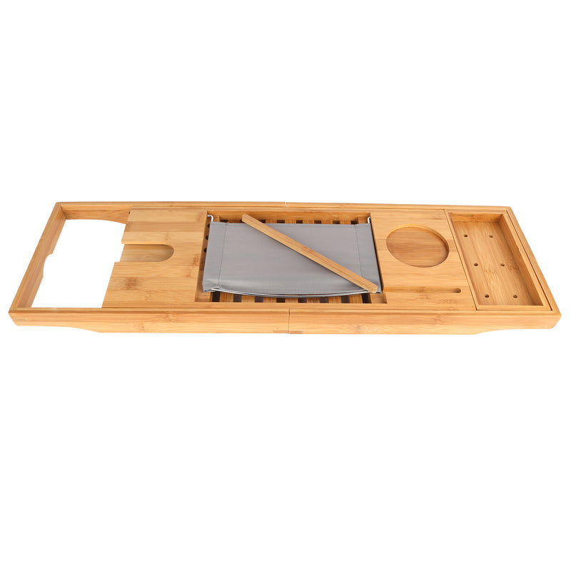 Extendable Bamboo Bathtub Caddy – Multifunctional with Stand
