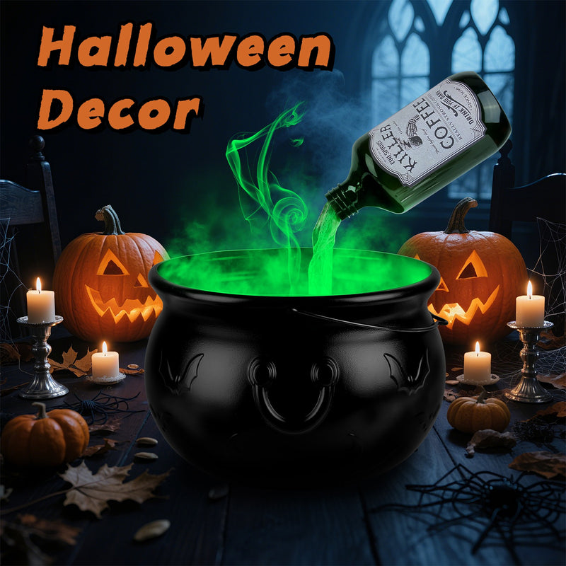 Halloween Cauldron with Floating Bottle and LED Mist Decoration