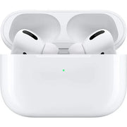 Audífonos Apple AirPods Pro 1 con cancelación de ruido y estuche de carga, en color blanco, vista frontal.