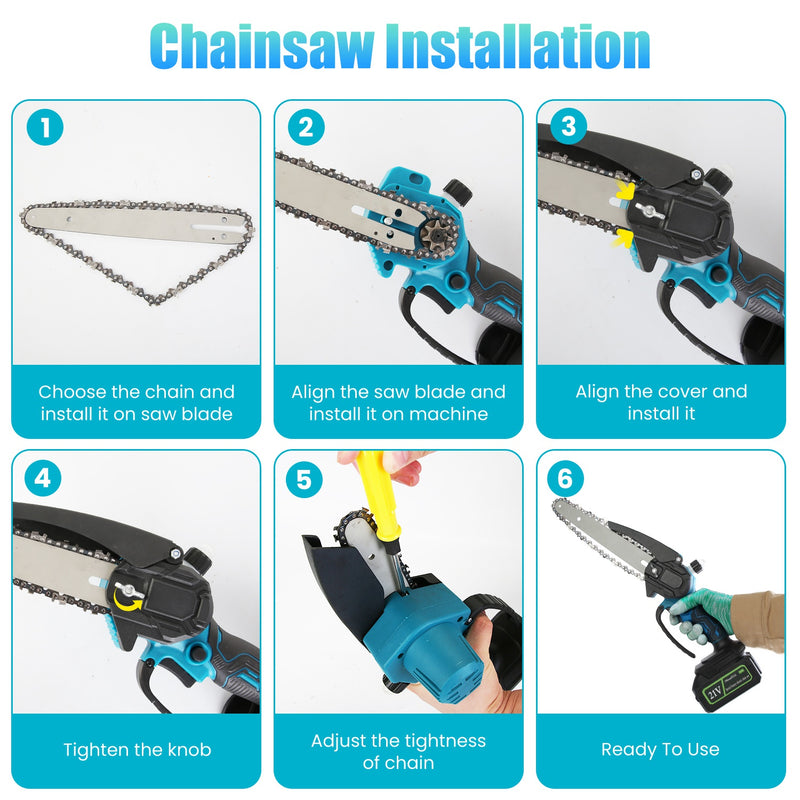2-in-1 Cordless Chainsaw – Handheld and Pole with 2 Batteries