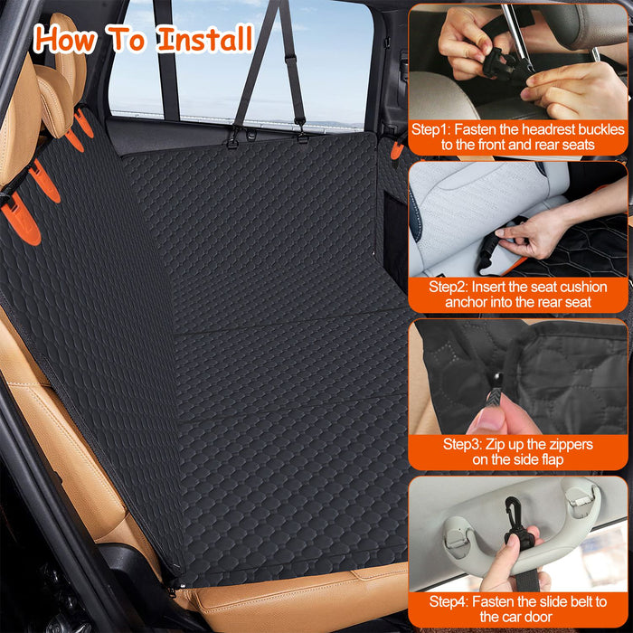 Rear Pet Seat Cover with Zipper and Side Flaps