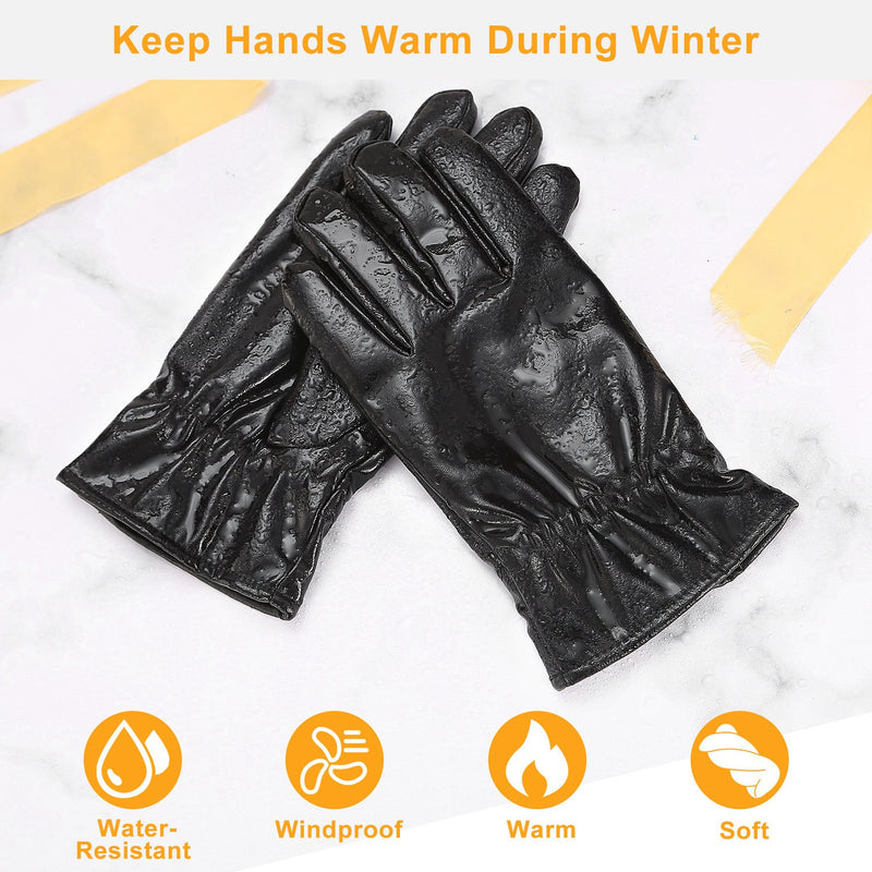 Black Leather Thermal Gloves – Windproof and Comfortable for Outdoors