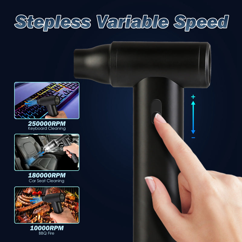 Vacuum and Electric Blower – Portable Compressed Air with Continuous Speed and Long-Lasting Battery