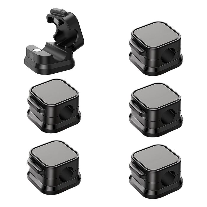 6 Magnetic Cable Clips – Adhesive Desktop and Wall Holders