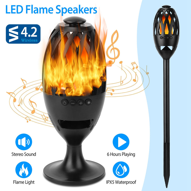 LED Flame Effect Speaker – 5W Stereo Sound, IPX5, Portable