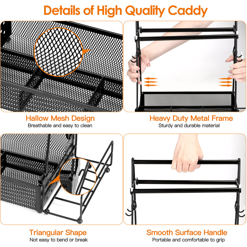 BBQ Utensil Organizer – Metal Caddy with Paper Towel Holder and Compartments