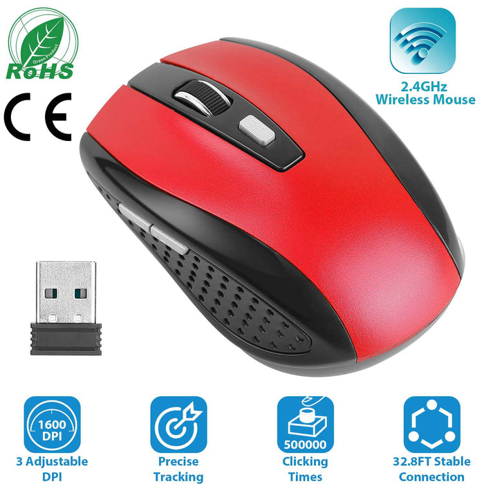 Wireless Optical Mouse - 6 Programmable Buttons for Computer and MacBook