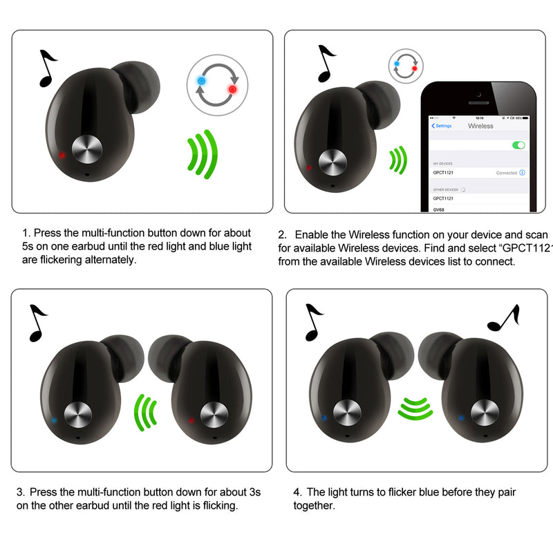 TWS Wireless Earphones V4.2 – IPX4 Stereo with Microphone and Magnetic Case