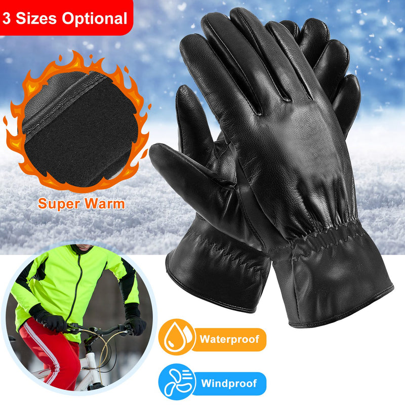 Black Leather Thermal Gloves – Windproof and Comfortable for Outdoors