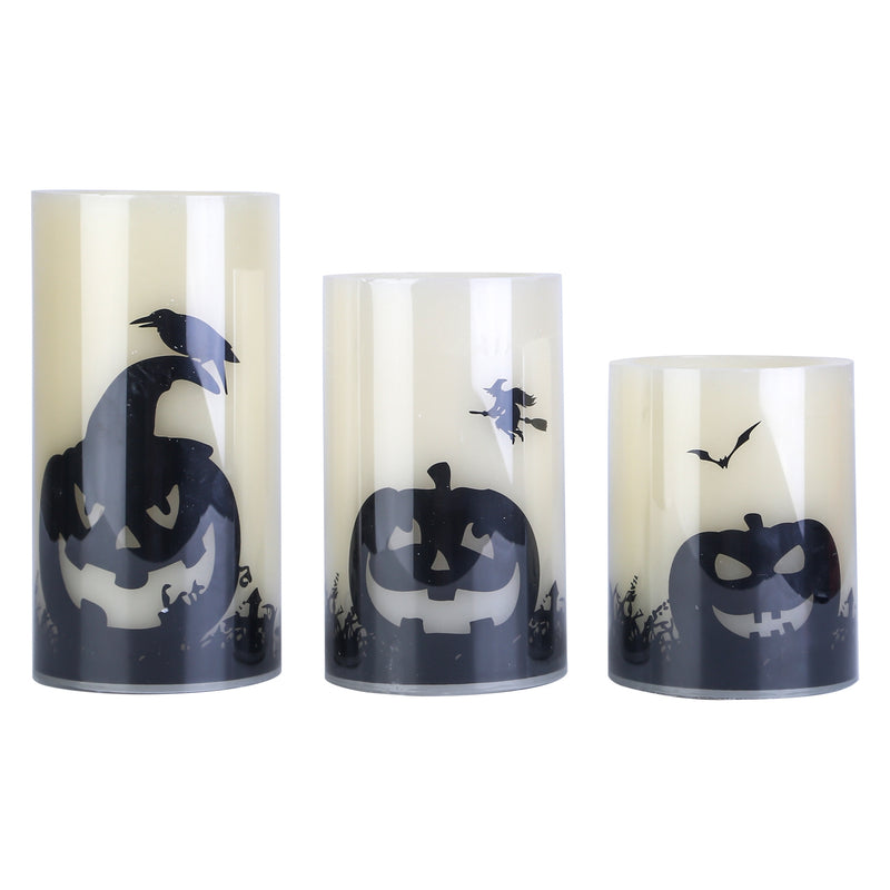 Halloween Decorative Candles – Flameless LED with Automatic Timer (3 Pieces)