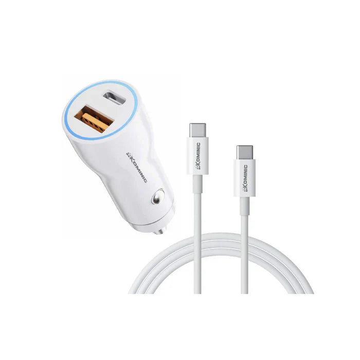 6 Units Kominic 38W Dual Car Charger with Type-C to Type-C Cable 1M (Fast Charging)
