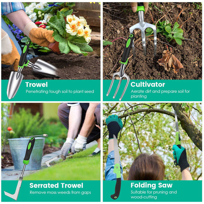 13-Piece Gardening Tool Set - Aluminum Alloy with Organizer Bag