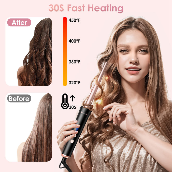 Anti-tangle Thermal Brush – 5-in-1 Curling Iron with 360° Swivel Cord