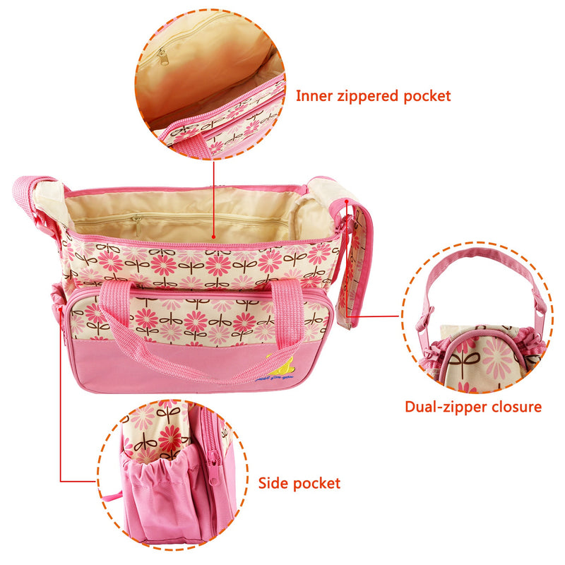 Multifunctional Diaper Bag – 5 Pieces with Changing Pad and Organizer Bags