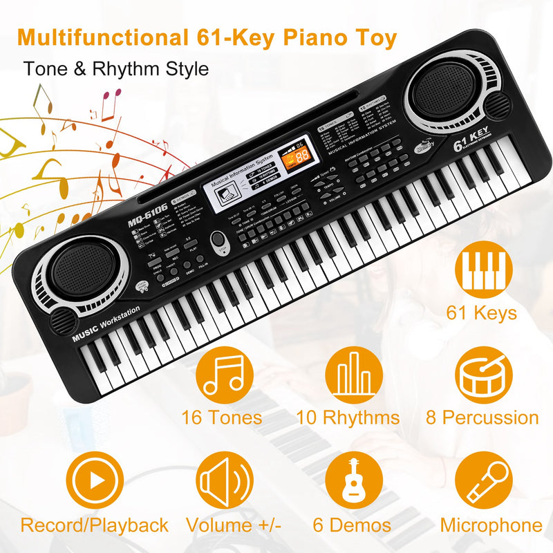 Digital Music Keyboard – 61 Keys for Children's Learning and Beginner Adults