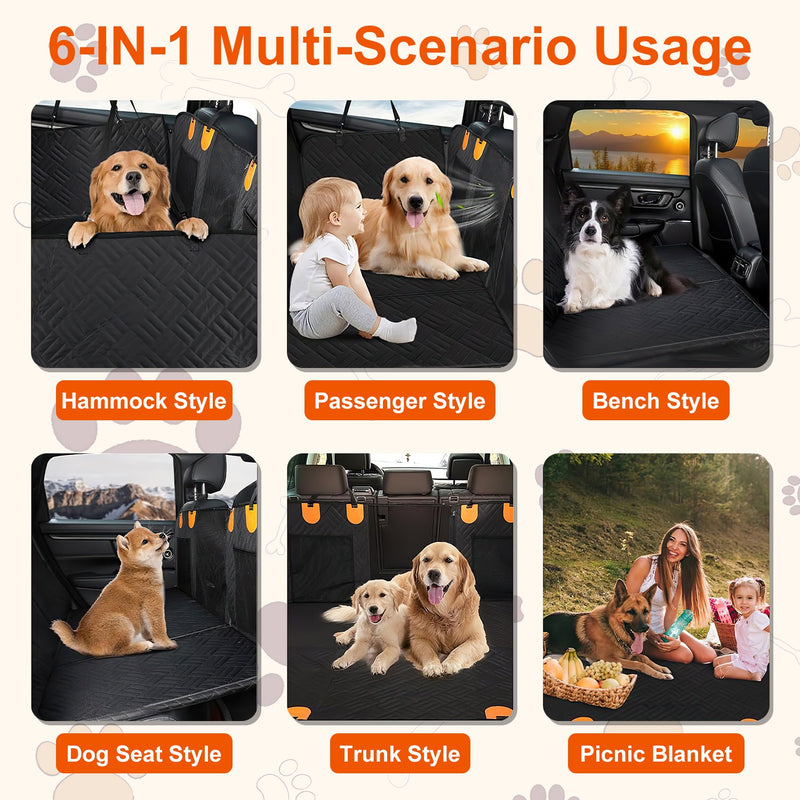 Rear Pet Seat Cover – Waterproof Hammock with Storage Pocket