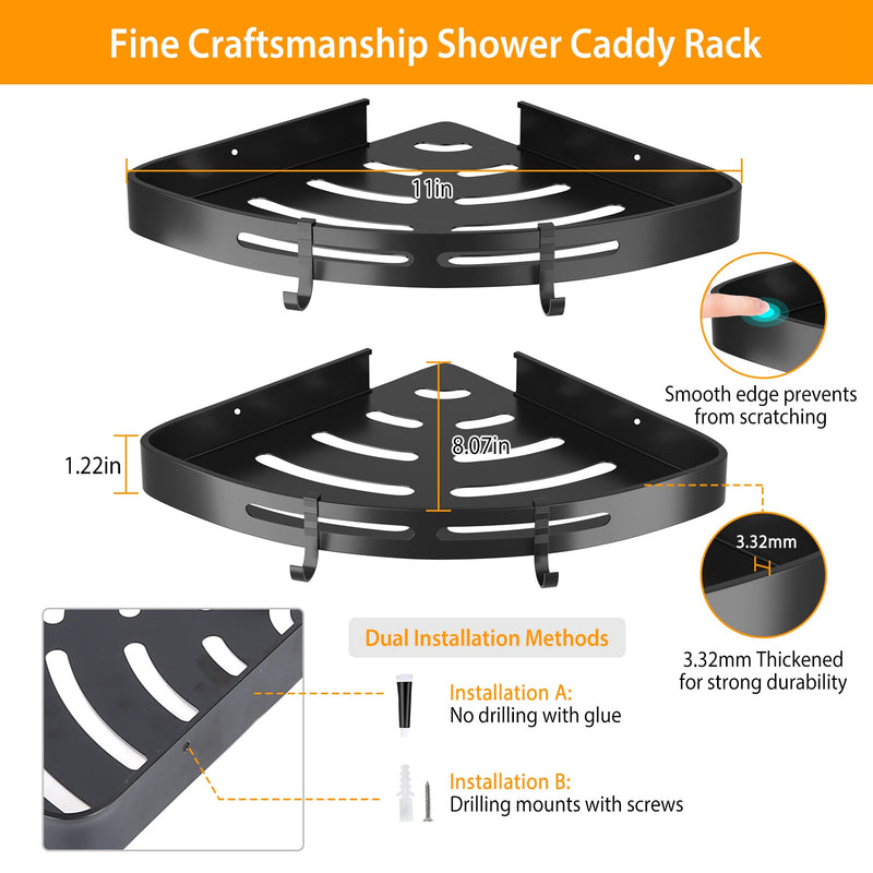 Corner Shower Caddy – 2-Tier Space Aluminum