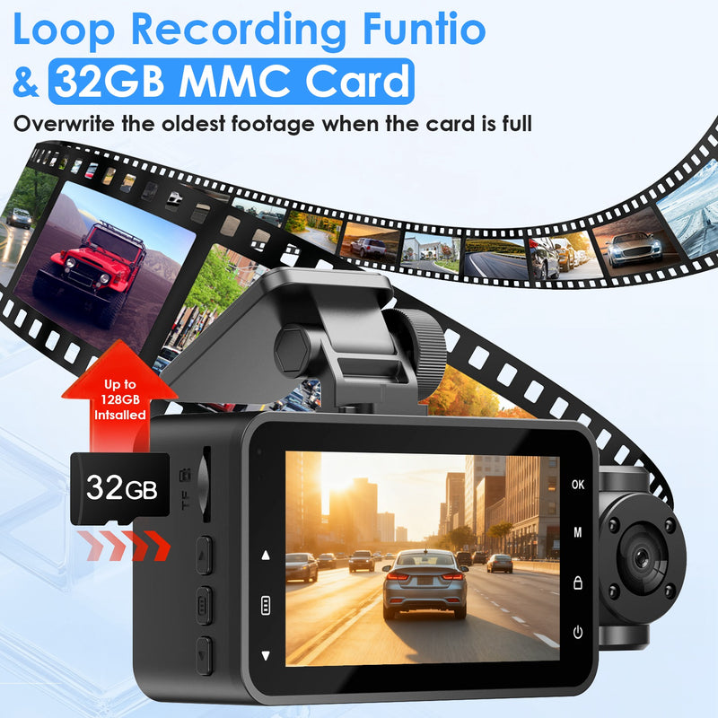 3-Channel Dashcam – Full HD 1080P with WiFi and Night Vision