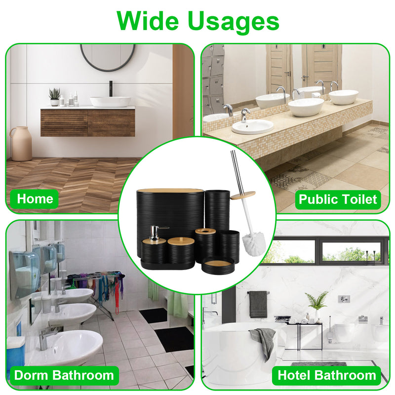 8-Piece Bathroom Accessory Set – ABS with Bamboo Lid