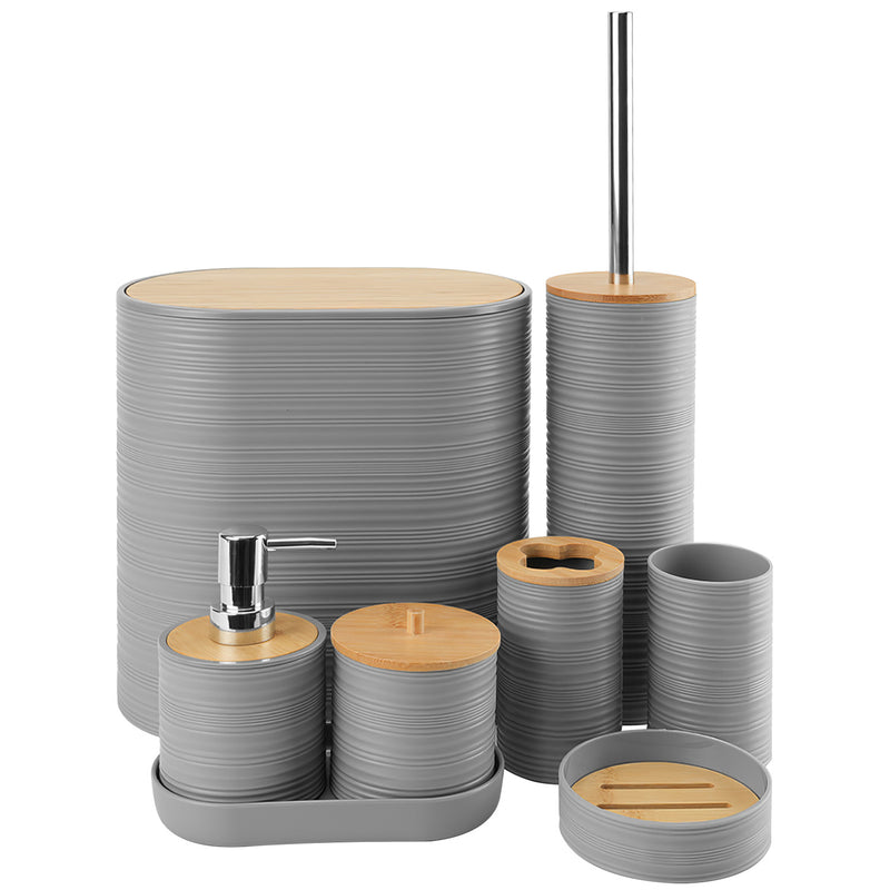 8-Piece Bathroom Accessory Set – ABS with Bamboo Lid