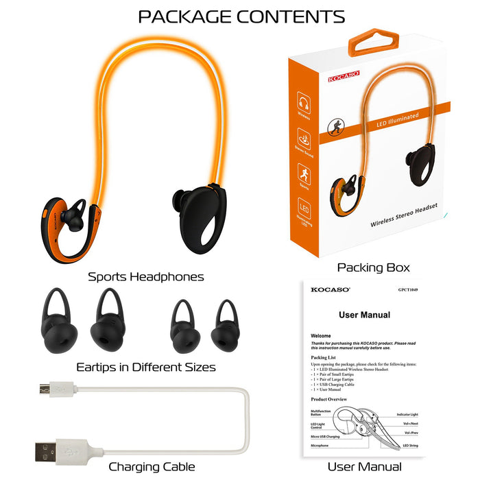 Wireless Sports Headset – HD Stereo, Sweatproof, and 8-Hour Playtime