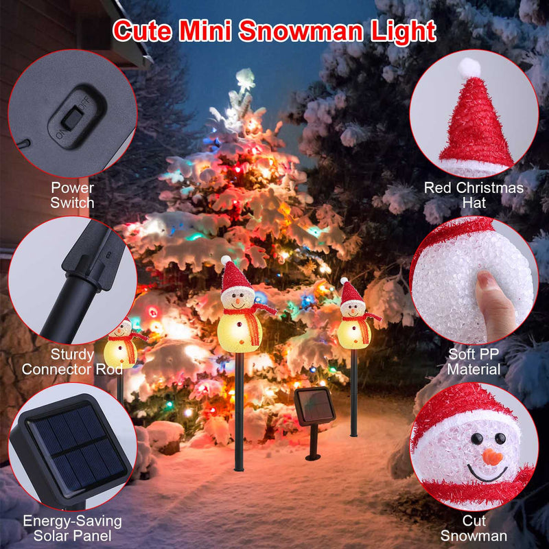 Solar Christmas Lights with Snowmen – IP55 Waterproof Outdoor Decoration